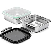 monoan 2 Pack 40oz Stainless Steel Sandwich Containers with Airtight Lids, Large Capacity Reusable Metal Lunch Boxes for Meal Prep, BPA-Free, Dishwasher Safe Food Storage Containers (Green, Black)