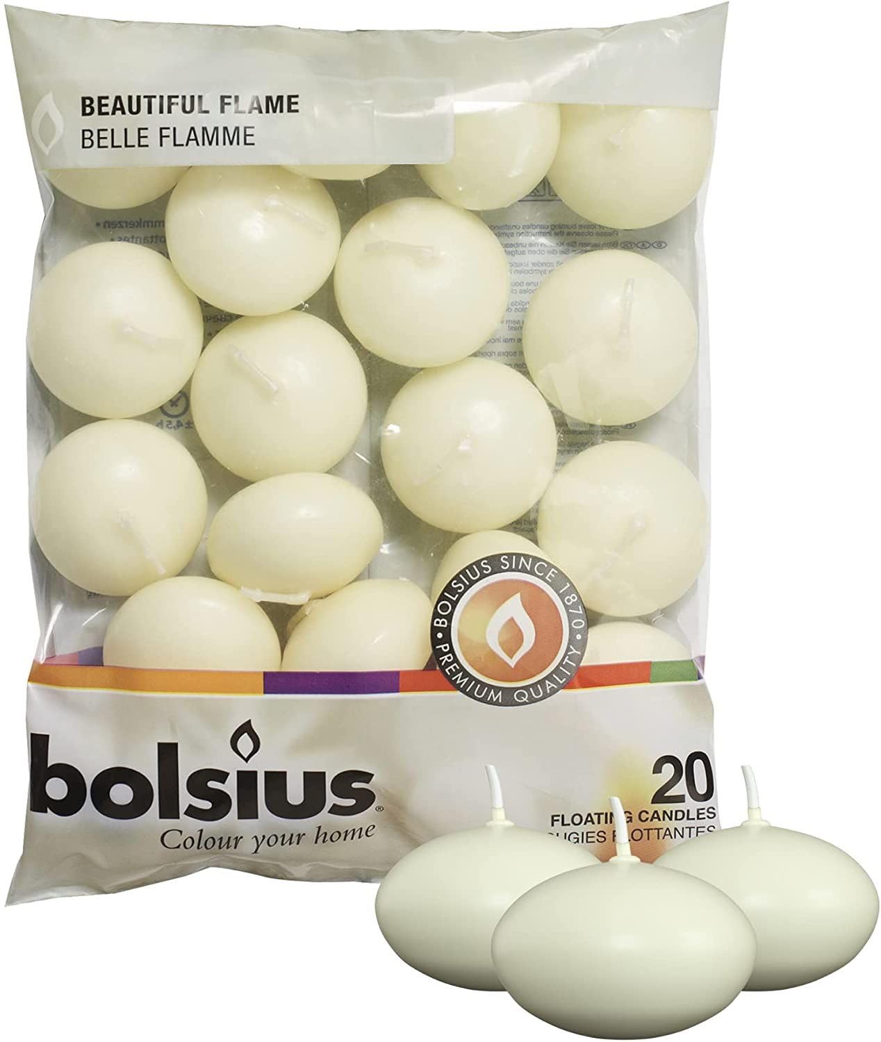 BOLSIUS 20 Floating Candles [Ivory] x 1