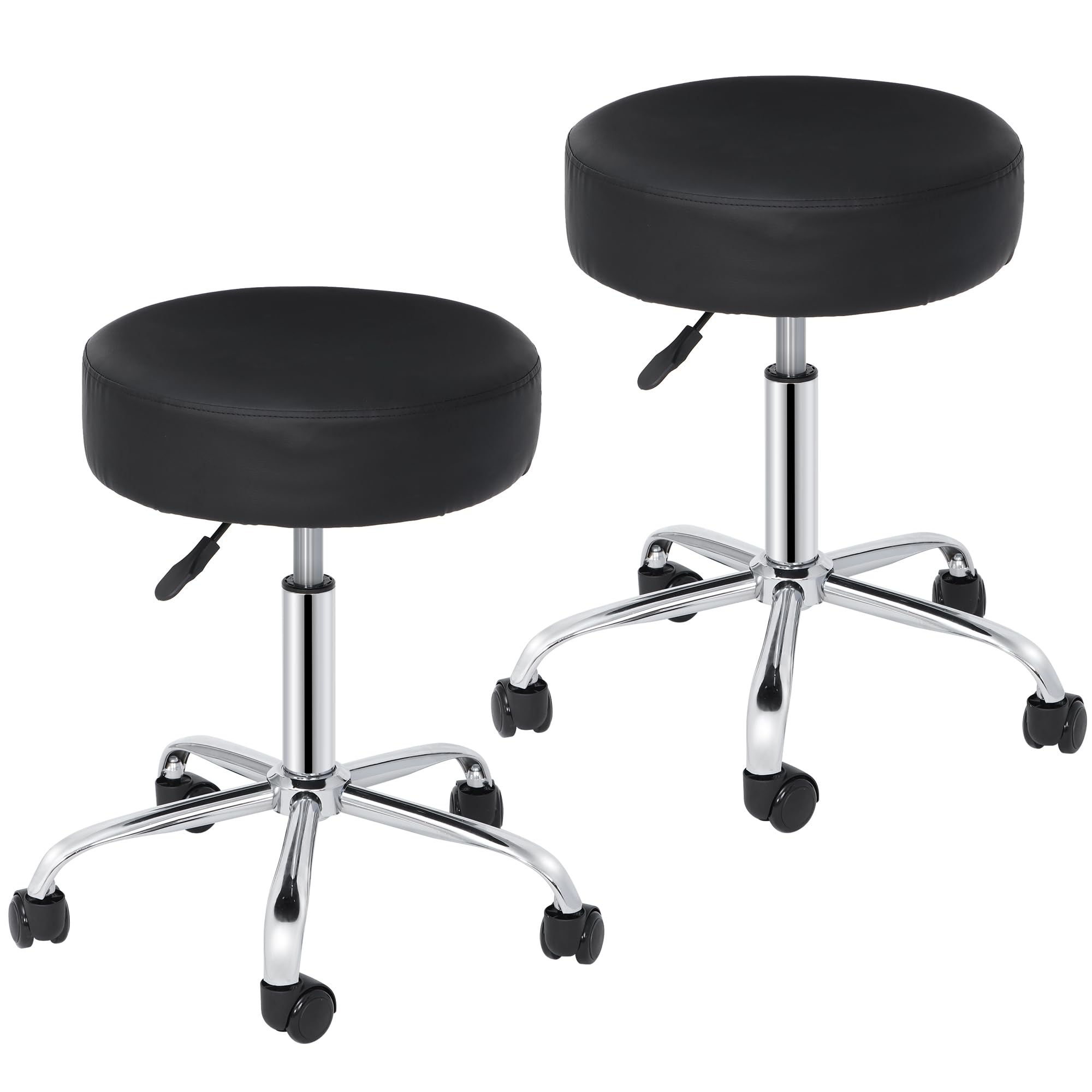 ZENYRound Rolling Stool with Wheels, Extra Thick 4.2 inch Cushion Drafting Office Stool Chair for Salon Spa Home Shop, Massage Tattoo Vinity Medical