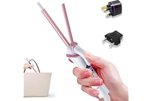 UKLISS Small Barrel Mini Thin Curling Iron for Short Hair Dual Voltage with European UK Plug Adapter 3/8 Inch Travel Size Curling Iron to Tight Corkscrew Curls with 30S Fast Heating, 5 Temps for Global