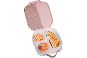 b.box Mini Lunch Box, Bento Box for Kids, Snack Container with 2 Leak Proof Compartments, Reusable Snack Containers with Lids, Kids Lunch Boxes Ages 3+, BPA Free, 4 1/4 Cup Capacity (Blush Crush)