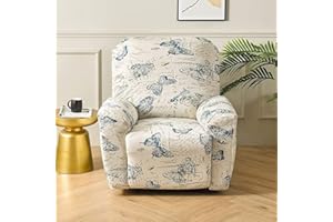 Recliner Slipcovers 4-Pieces Recliner Covers Couch Recliner Armchair Cover Stretch Print 1-Seater Non Slip Reclining Chair Co
