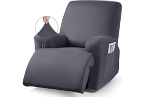 TAOCOCO Recliner Chair Covers Stretch Polyester Fabric 3-Piece for Large Recliners, Soft, Breathable and Skin-Friendly Furniture Protector, Washable (Dark Gray, Recliner Chair Cover)