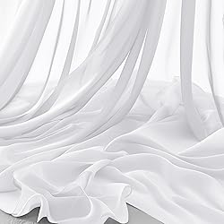 Horbaunal White Chiffon Fabric by The Yard, 1 Yard