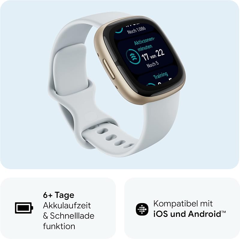 Google Fitbit Sense 2 – Smartwatch Damen / Herren – Fitnessuhr mit integriertem GPS und Telefonfunktion – Fitness-Tracking mit Stressmanagement, EKG und Schlafanalyse – kompatibel mit Android/iOS
