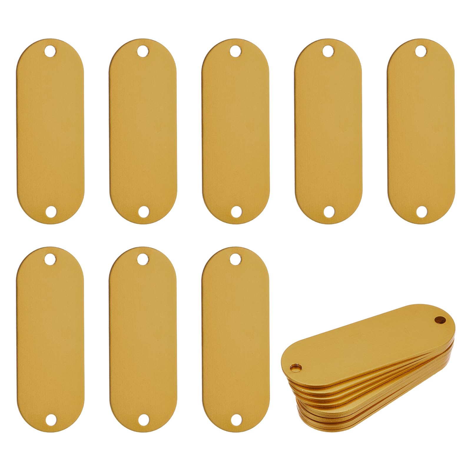 Rebower Aluminum Blank Tags Engraving Metal Stamping Blanks,[for Number Tag, Dog Tag,Pendant Decoration] - 2 x 0.74 Inch/Yellow / 25 Pcs