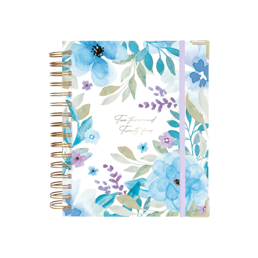 Nukua Notes - Agenda 2024 January to December (12 months) - Week to View - A5 (15.5x20.5cm) - Spanish and English - Golden Rings - Esther