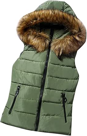 green vest with fur hood