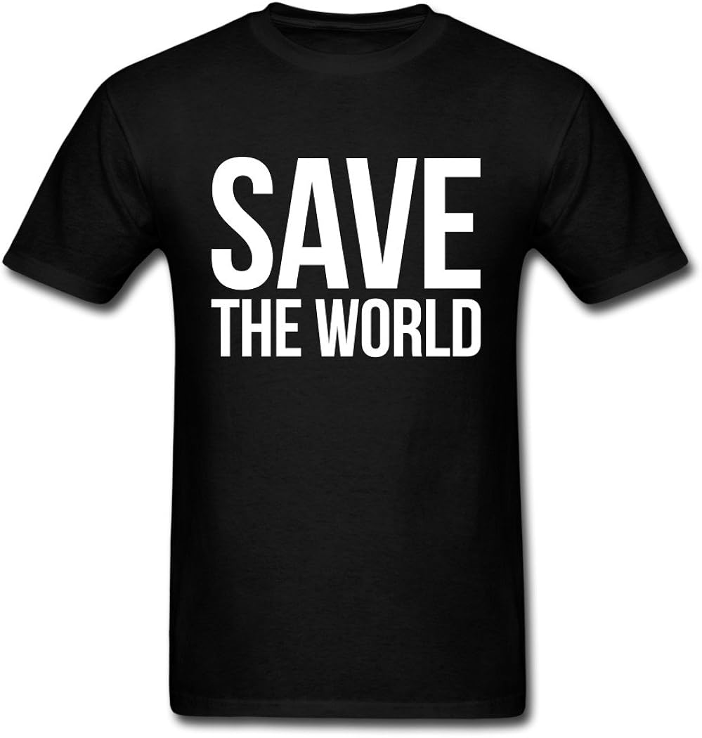MozFashion Men's Save The World TShirts black Small Clothing
