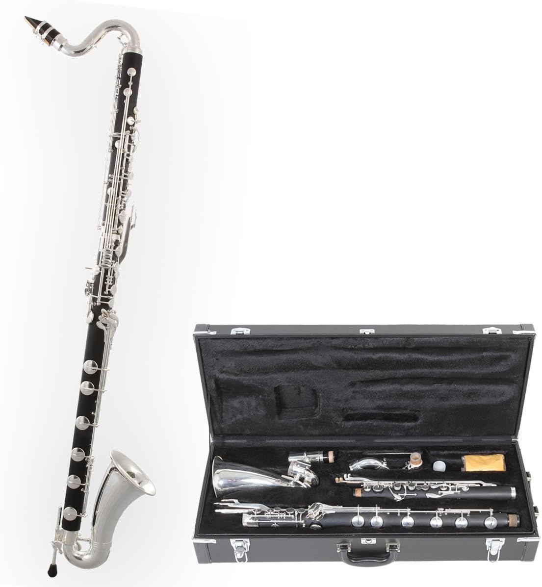 Tuyama TKB-178 Bass Clarinet - Low C - Mouthpiece and Case included, Silver, Bassklarinette (bis Tief C)