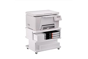 CAEKSALI Printer Stand, 3-Tiers Printer Stand with Storage, Paper Organizer Printer Stand for Desk, Heavy Duty Wood Printer Table for Home Office 15.75" L X 11.81" W X 11.81" H