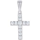 Jewels By Lux Sterling Silver Womens Moissanite Cross Religious Pendant
