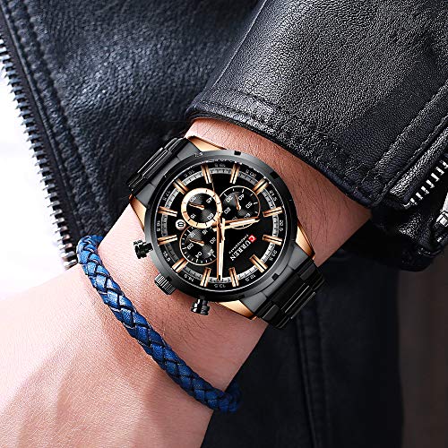 Curren 8355 - Reloj de pulsera para hombre, analógico, de acero y cuarzo, color negro - Imagen 4