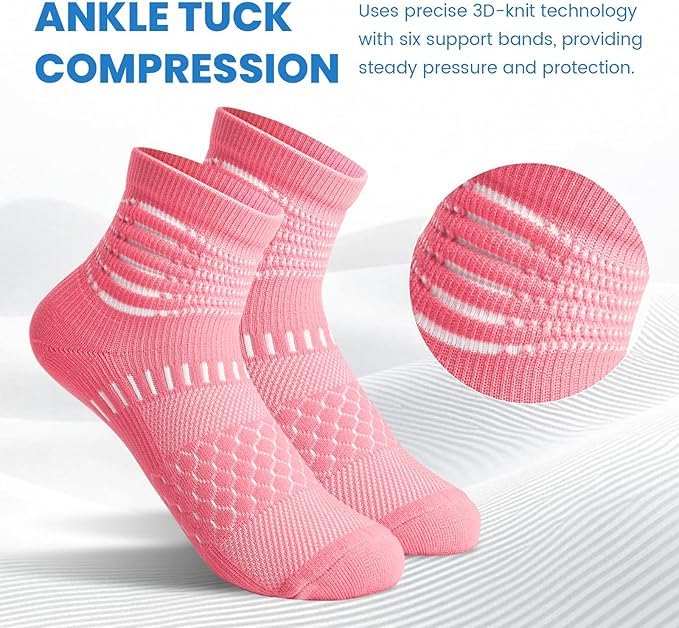 IRAMY Ankle Compression Socks for Women Men Plantar Fasciitis Relief 3/5 Pairs Cushioned Athletic Running Socks