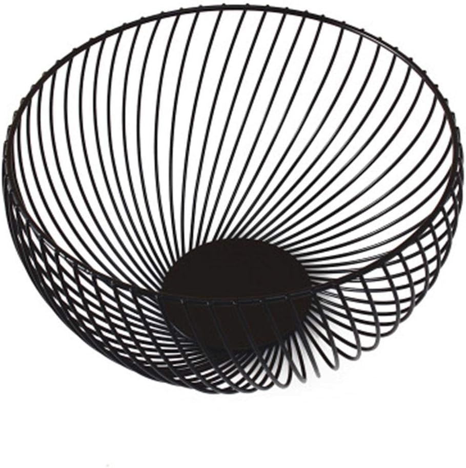Vommpe 1x Large Capacity Fruit Baskets Iron Fruit Rack Wire Basket Fruit Bowl for Fruit Vegetable Cake Nut Candy 25.5cm X13.5cm Gold (Black)