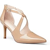 Minshluu Womens Pumps High Heels Pointed Toe Crossed Strap D'Orsay Zip up Stilettos Party Dress Shoes