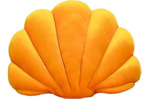 DOBUONO Seashell Throw Pillow,Shell Pillow Aesthetic Pillows Ocean pillows Seashell Shaped Accent Beachy Pillows,Coastal Decor for Bedroom (Orange, 13x10)