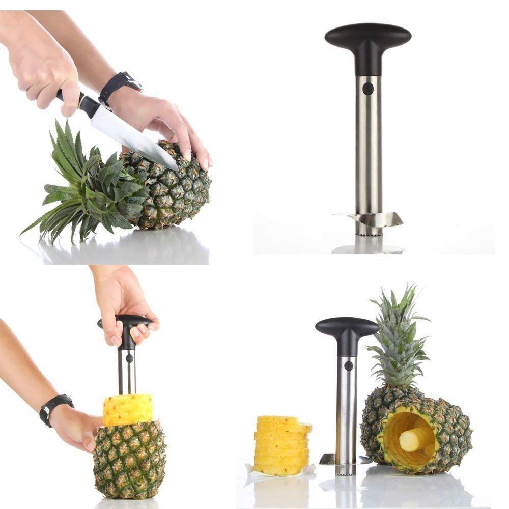 Stainless Steel Pineapple Corer Slicer Peeler [Upgraded, Reinforced, Thicker Blade] for Diced Fruit Rings All in One Pineapple Tool Peeler by Super Z Outlet