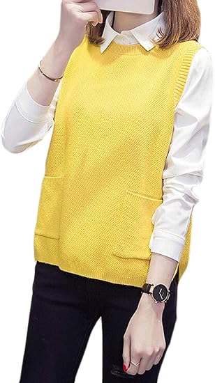 Amazon Alppvレディース ニットベスト ショート丈 ベスト 学院風 可愛い Vネック ベスト レディース ニット ベスト ニット カットソー チョッキ ニット ベスト 通販