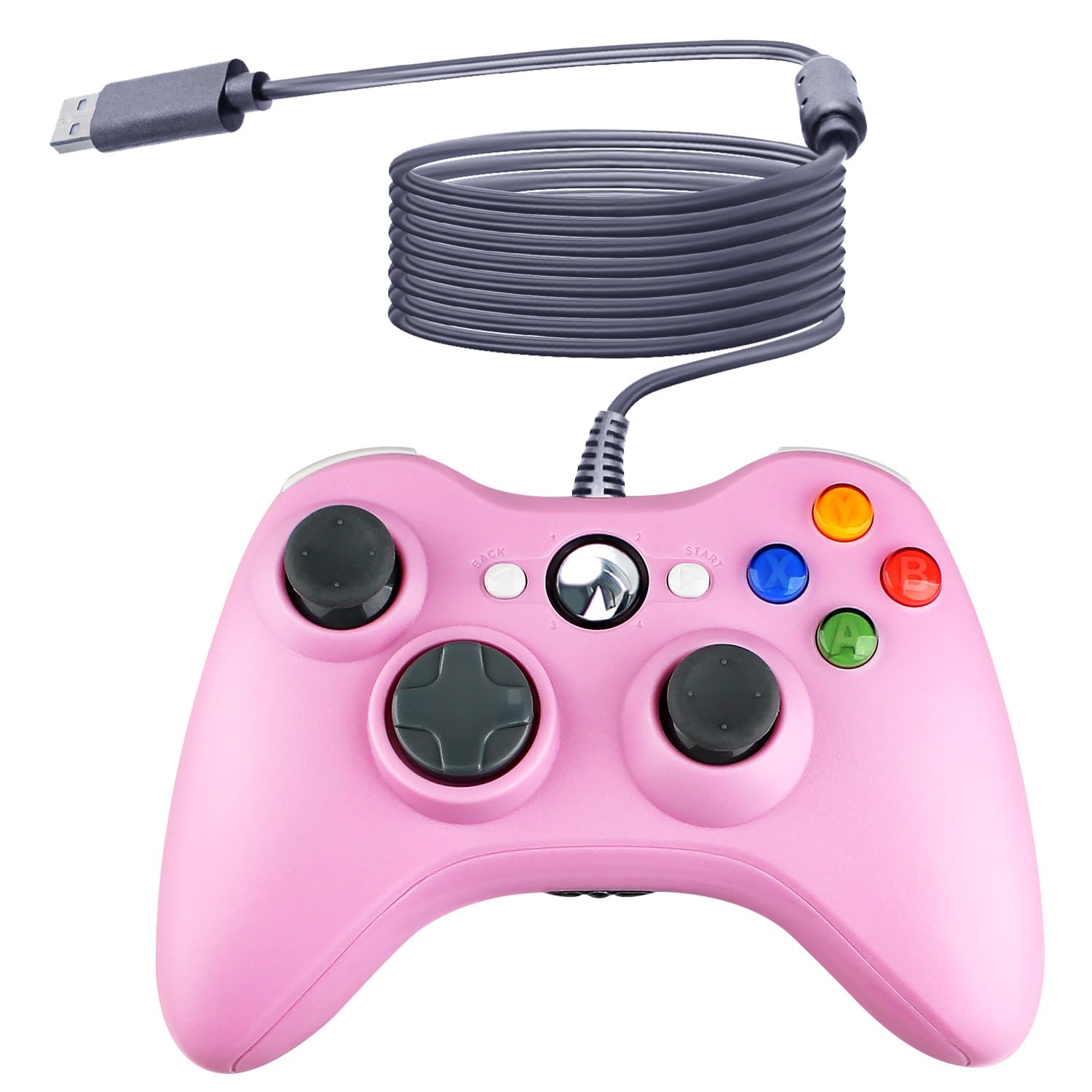 OSTENT Xbox 360 コントローラー ゲームパッド 有線 Microsoft Xbox 360 コンソール PC コンピューター ビデオ ゲームに適用 (Pink)