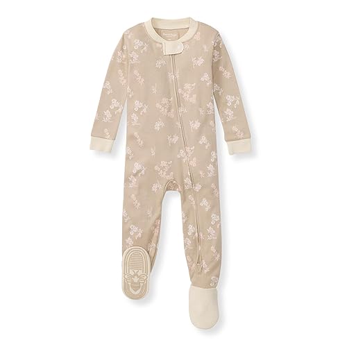 Burt's Bees Baby Baby Girls Pajamas, One-Piece Footed Sleeper PJs, Non-Slip Snug Fit for Infants 12, 18, and 24 Months
