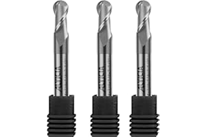 ALYICIA 3PCS 1/4" Solid Carbide Ball Nose End Mill Set - 2 Flute AlTiN Coated Milling Bits Sets for Milling Alloy Steels, Hardened Steel, Metal