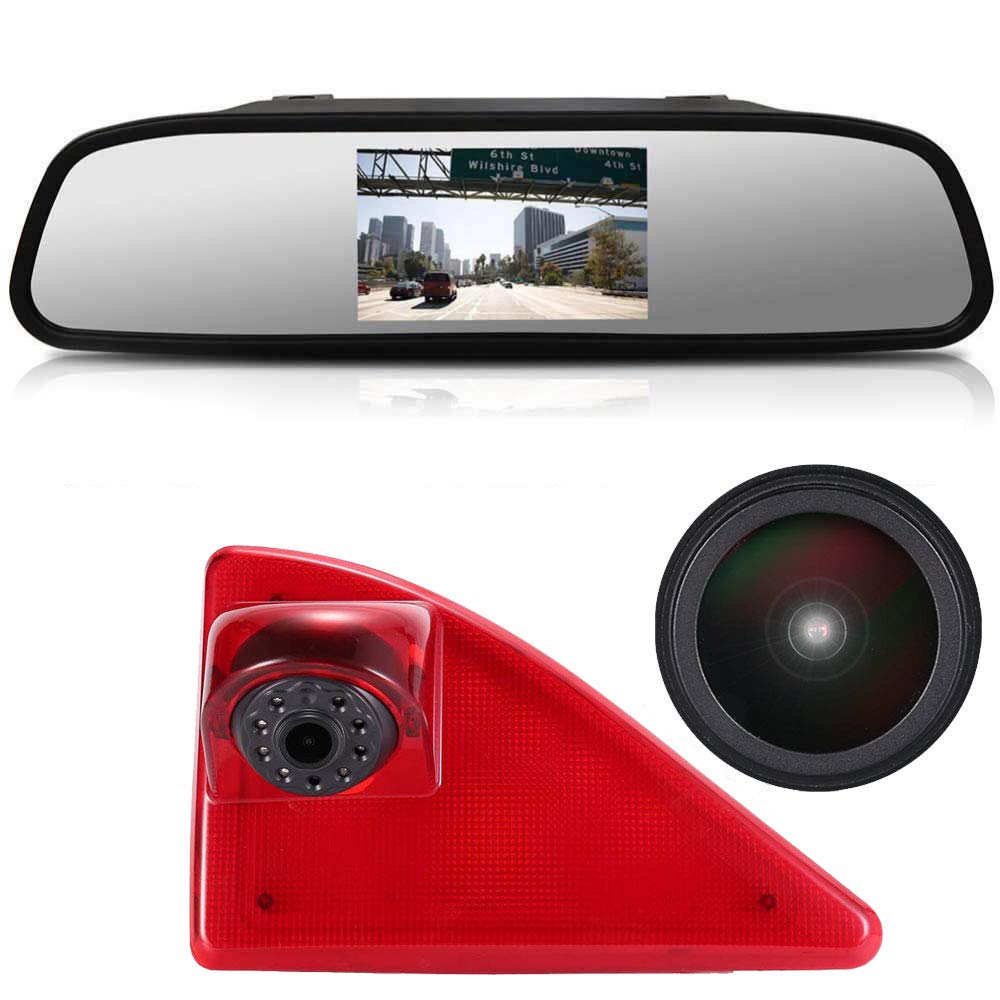 4.3 Inch HD Rearview Mirror Monitor + 1280 x 720 Pixel 1000 TV Lines Super HD Lens Backup Camera for Opel Vauxhall Movano ab 2010/Renault Master ab 2010/Nissan NV400 ab 2010