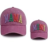 Kahhrepa 2PCS Mama and Mini Hats for Women Girls, Funny Adjustable Embroidered Cotton 3D Mom Daughter Baseball Cap