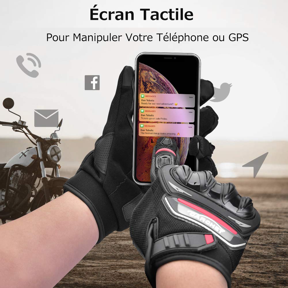 . Carchet Gant Moto Homologué CE 1KP Gants de Moto Durable, Gant Moto Homologue mi Saison 2019 Nouveau! Gants Moto Scooter, Confortable (XL)