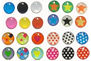 RED ROCK Rainbow Pastel Colors Polka Dots Stars Hearts 24 Pieces Home Button Stickers for iPhone 5 4/4s 3GS 3G, iPad 2, iPad Mini, iPod Touch