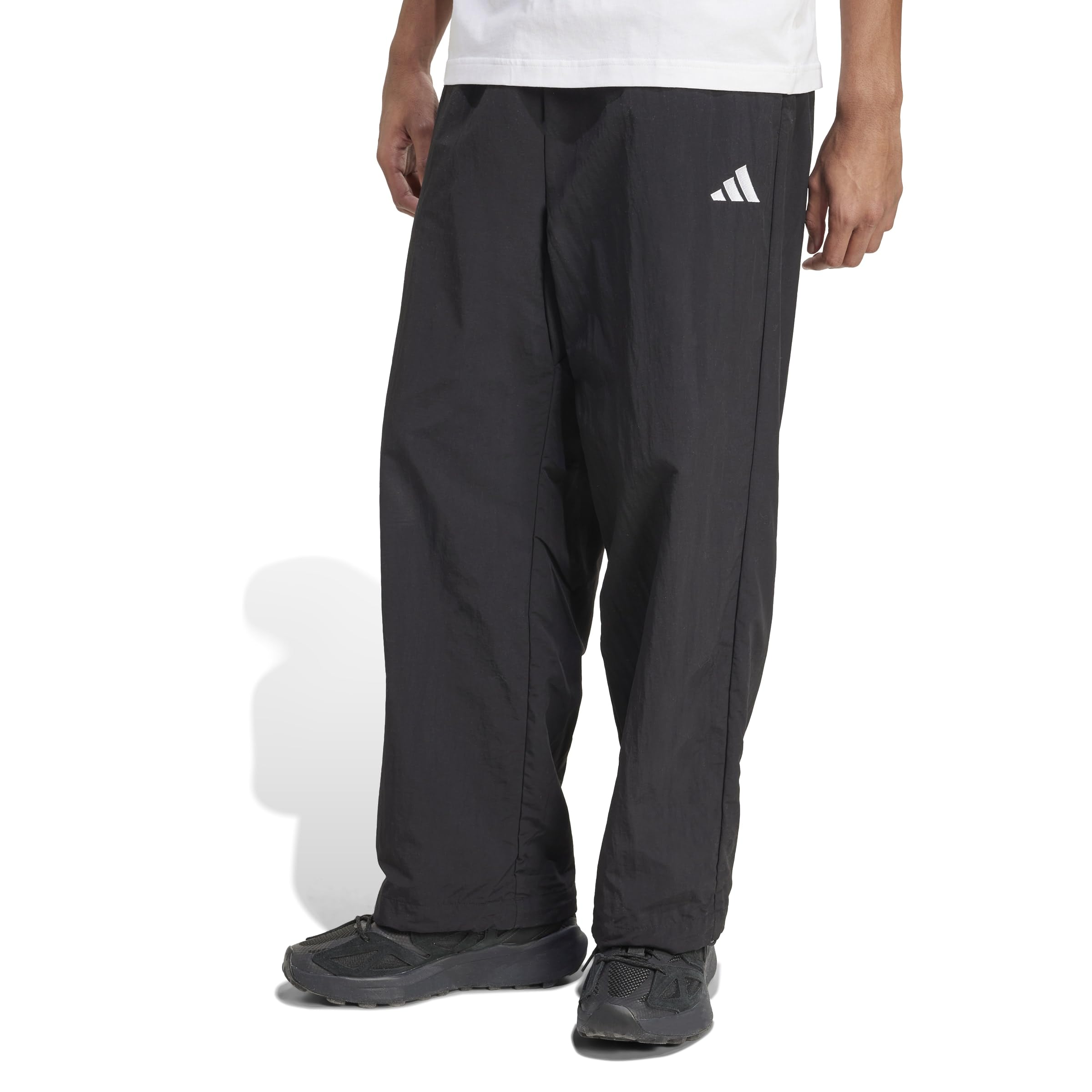 Adidas Men's Essentials SMALL Logo Woven Open Hem Pant, Black/White, L 3