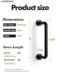 JIASENBAO Black Cabinet Bar Pulls 3" Hole Center 2