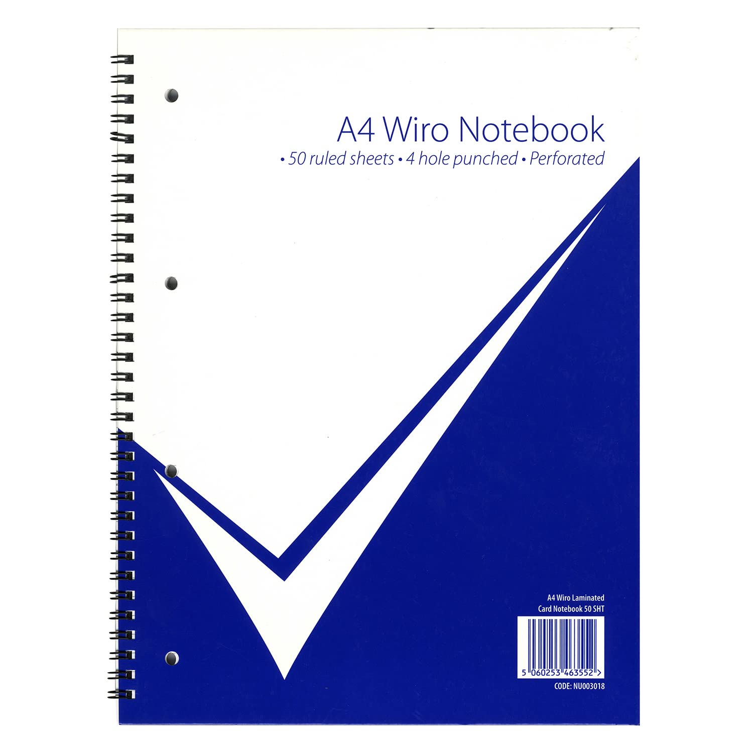 Nu Notebooks - Office Range - A4 Wire bound Notebook - Stationery Notebooks - Gloss Card Notebook - Writing Pad - 50 Pages ,White