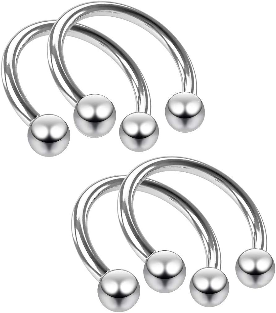 Buy 4pc 14g Horseshoe Earrings Circular Barbell 10mm 3/8 Auricle