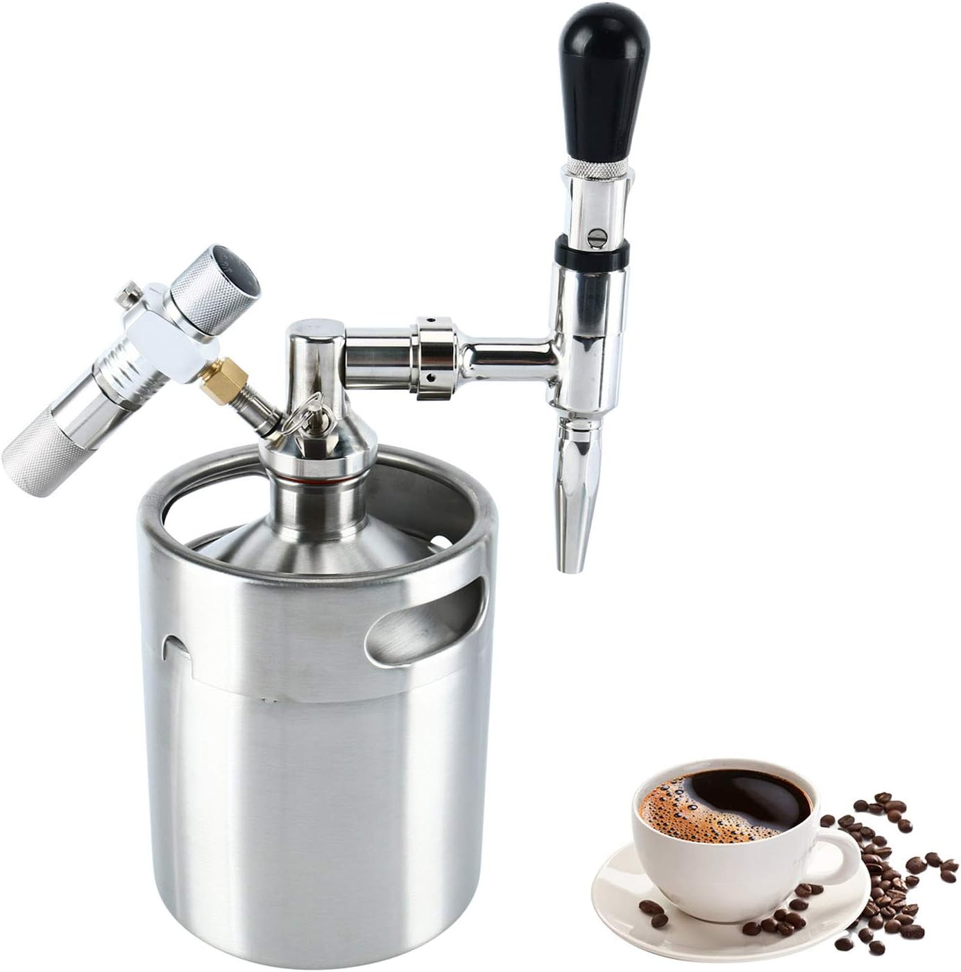 YaeBrew 64 Ounce Mini Stainless Steel Homebrew Coffee Keg System Kit, Nitro Cold Brew Coffee Maker 64 oz, Best Gift for Coffee Lovers DIY Updated