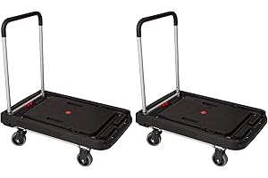 Magna Cart FFXL Folding Platform Transport Cart with Rubber 360-Degree Rotating Wheels, Telescoping Handle, and 500 Pound Capacity (2 Pack)