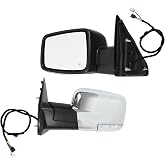 MOTOKU Chrome Left Driver Side View Door Mirror Glass Assembly | for Ram 1500 Classic 19-20; 1500 2013-2018; 2500 13-17 w/Power Fold Glass Heated Temp Sensors Turn Signal Lights (10+2Pins)