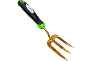 Garden GURU Titanium Hand Weeder Fork Tool – Rust Resistant Titanium Coated Stainless Steel – Ergonomic Handle – Great for Pl
