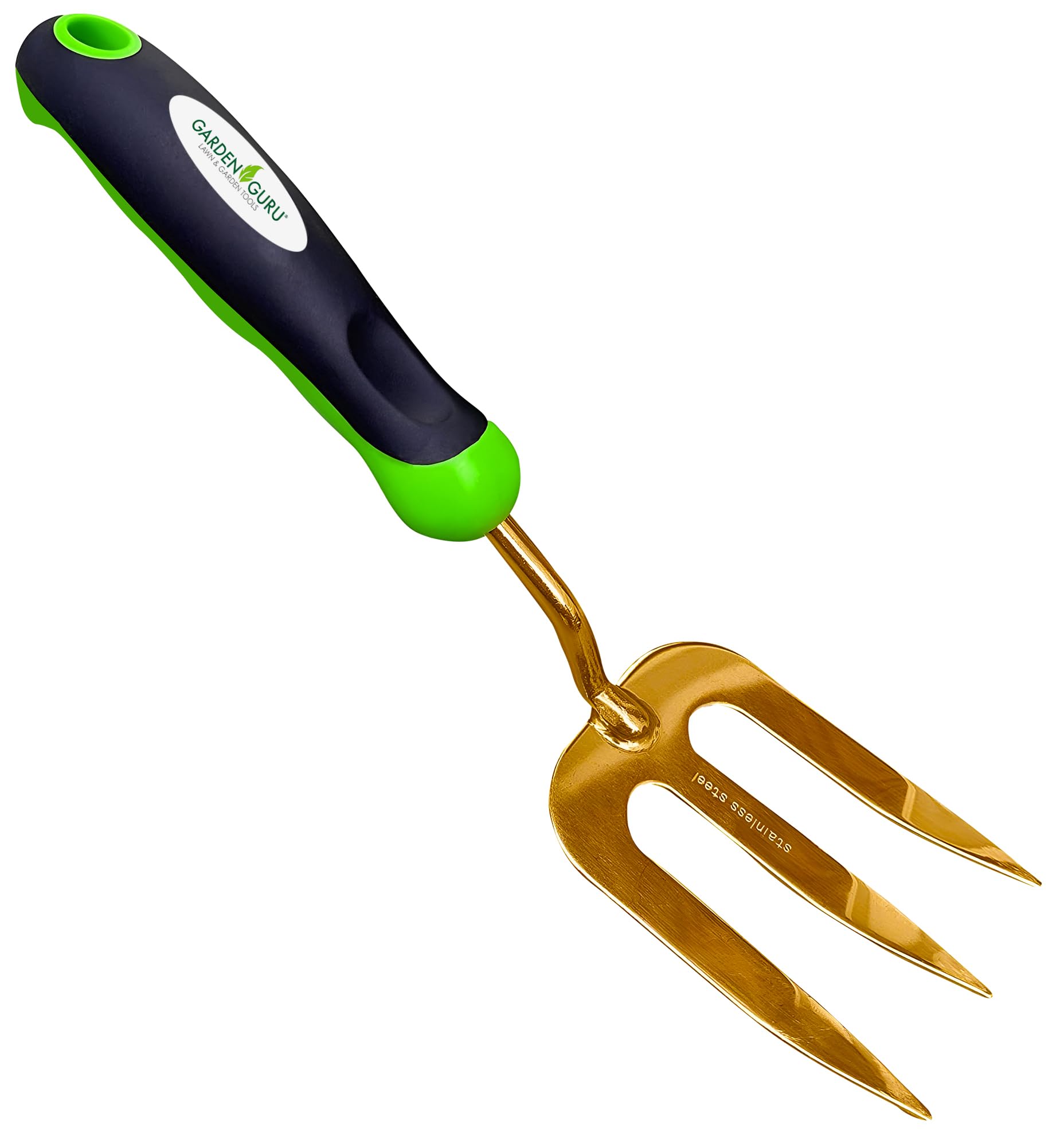 Garden Guru Titanium Hand Weeder Fork Tool – Rust Resistant Titanium Coated Stainless Steel – Ergonomic Handle – Great for Planting, Spreading Mulch, Weeding, Loosening & Transplanting Soil