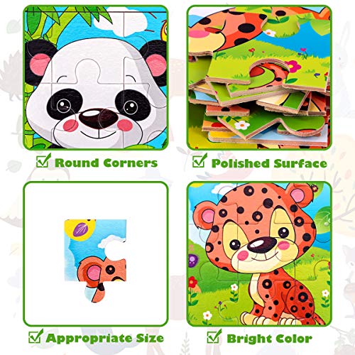 Libay Wooden Puzzle for Kids Ages 2-5 Years Old, 9 Pieces Preschool Educational and Learning Toy Animal Jigsaw Puzzles Set Gift for Boys and Girls (6 Puzzles)