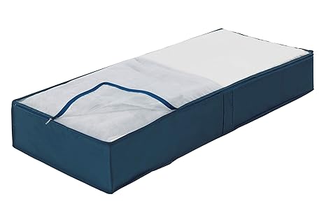 Wenko 64534100 Unterbettkommode Business - Unterbett-Aufbewahrungstasche mit Sichtfenster, 105 x 15 x 45 cm, Dunkelblau
