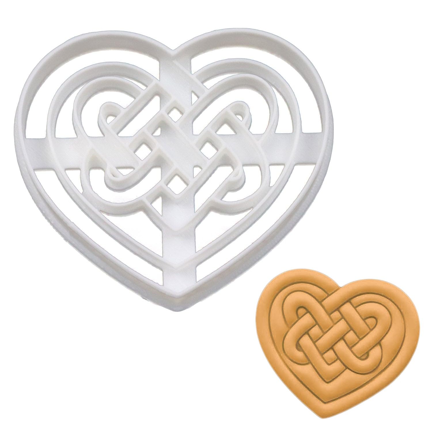 BAKERLOGY Celtic Heart Triquetra Cookie Cutter - Detailed Biscuit Cutter Design for Baking and Crafts, Ideal on Fondant, Dough, Clay