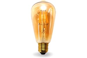 12VMONSTER Bronze Amber DC 12 Volt Edison Light Bulb ST64 Soft White 2700k 6W LED E26 Standard Screw Medium Base Lamp RV Renovation Vintage Motorhome 12V-36V Wide Voltage Band Camper Bus Ensuite Dinette Trailer