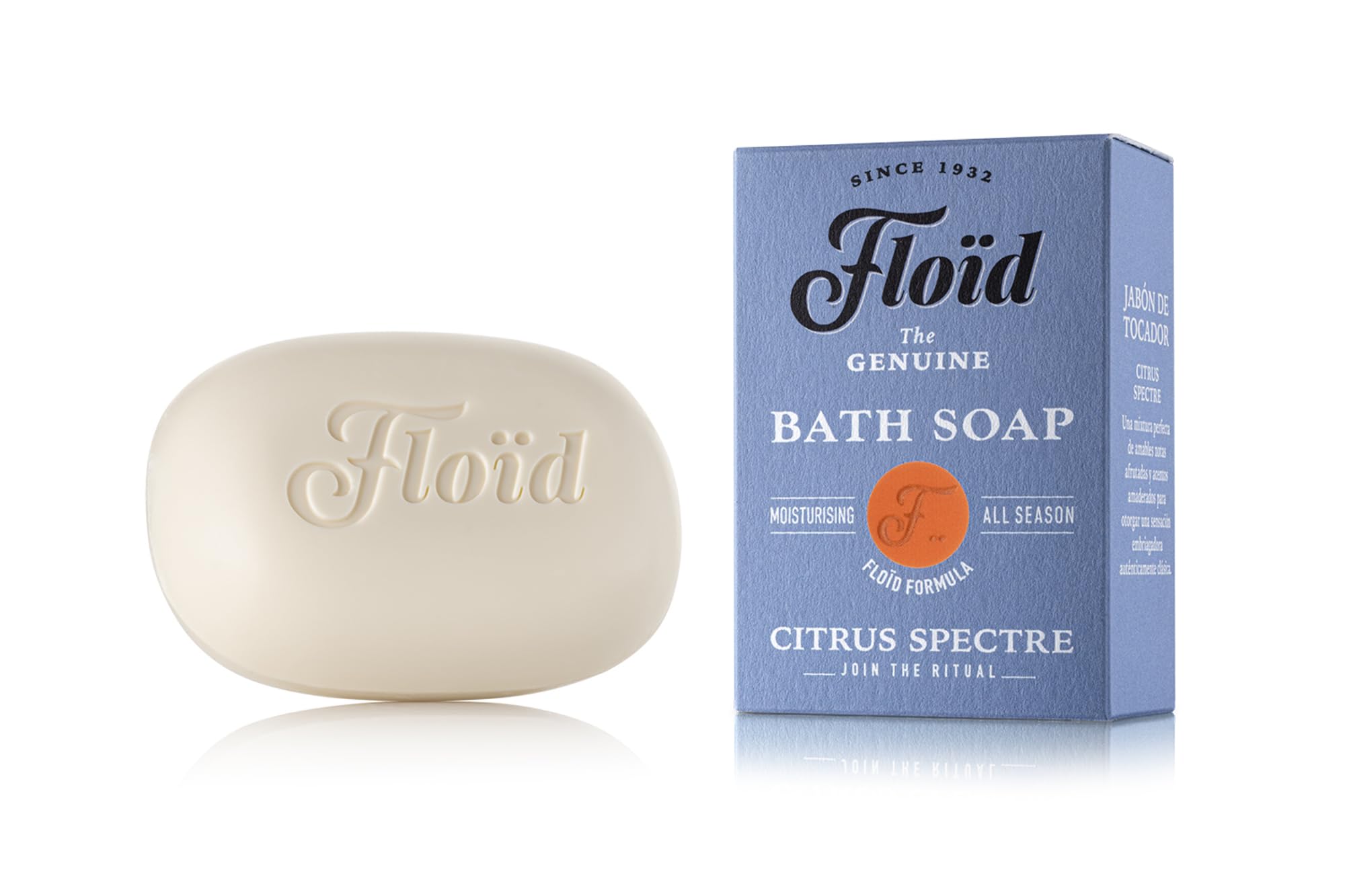 Floïd Citrus Spectre Bath Soap, 100 % pflanzliche Bade- & Duschseife mit pflegendem Lecithin, Sheabutter & Sesamöl, schützt die Haut und macht sie weich und geschmeidig