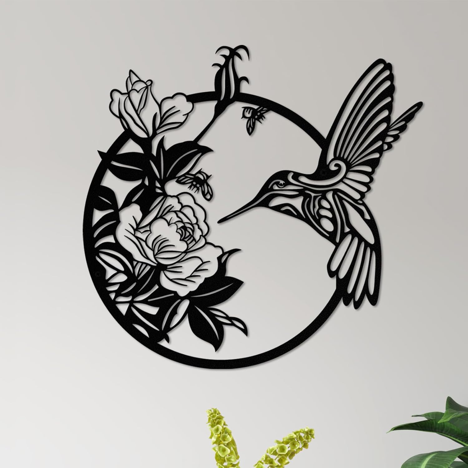 Plaques & Wall Art - ruelen Moon Butterfly Metal Wall Decor, Boho Flower Wall Art for Indoor Living Room Bedroom and Outdoor Garden Yard Fence Decoration. (Bird Flower)…