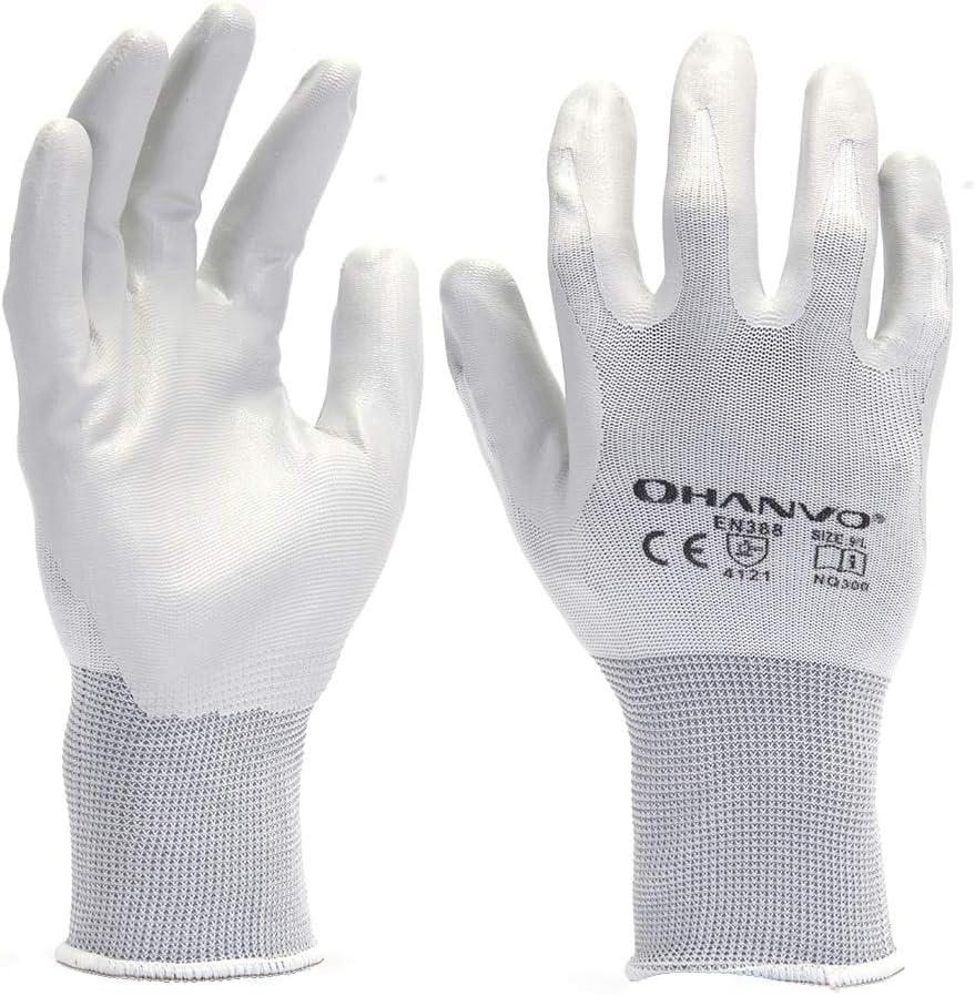 Hanvo Nitrile Safety Work Gloves 13 Gauge Soft Nylon Liner Wear-resistant, Oil-proof, Waterproof, Breathable Gloves with Smart Grip Coated for Garden Repairing Builder Gloves (L)