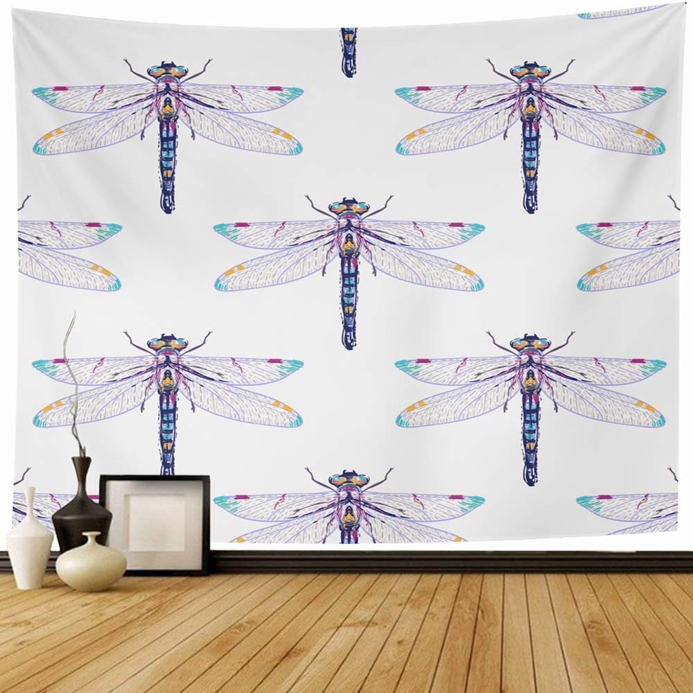 GETTOGET Dragonfly Wall Hanging Tapestry Colorful Dragonfly Nature Wild