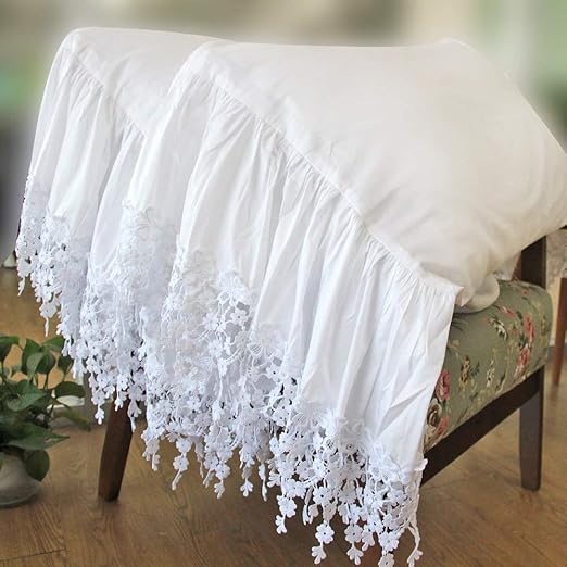 Amazon Com Queen S House White Pillowcases Vintage Farmhouse Lace