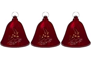 NORTHLIGHT Set of 3 Musical Lighted Red Bells Christmas Decorations 6.5"