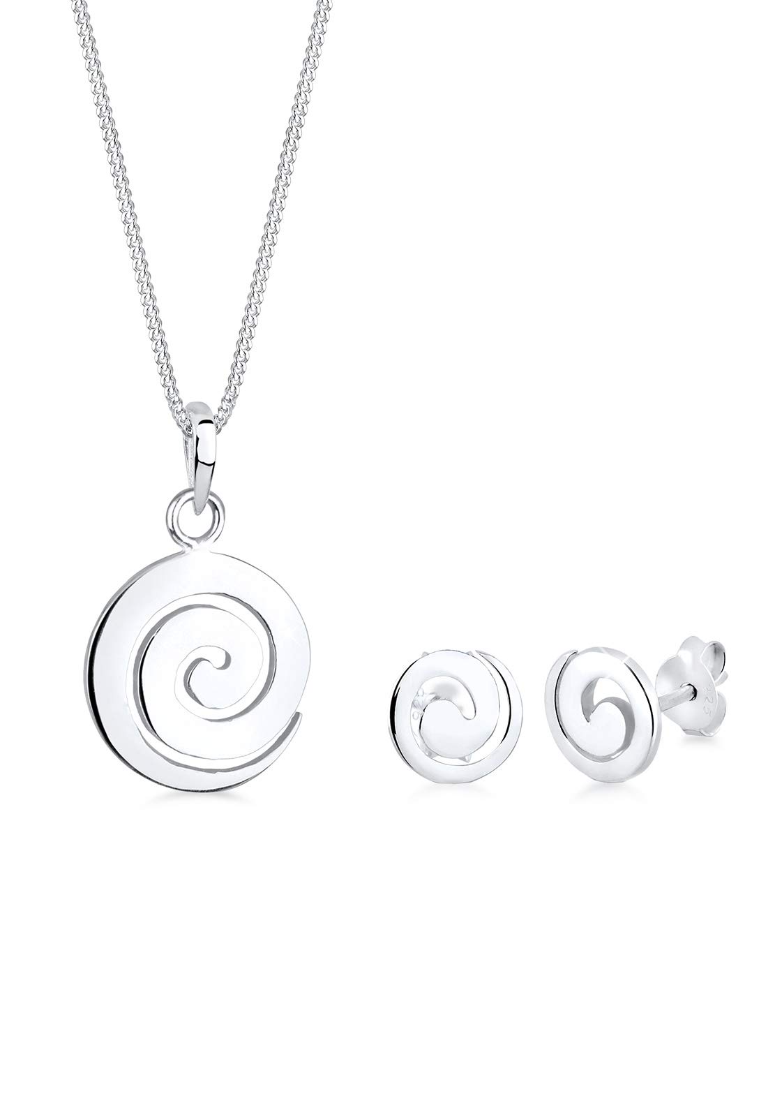Elli Women's 925 Sterling Silver Xilion Cut Set Spiral Jewellery Set - 45cm length